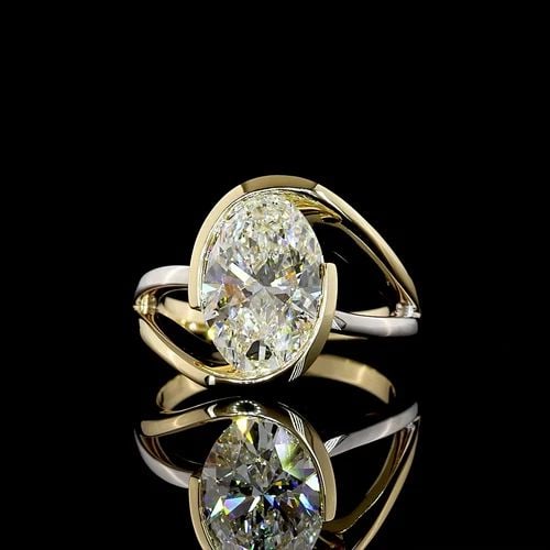 LAB-GROWN 3.57 CARAT OVAL E-F-VS1 DIAMOND 14K TWO TONE SOLITAIRE RING: LAB-GROWN 3.57 CARAT OVAL E-F-VS1 DIAMOND 14K TWO TONE SOLITAIRE RING Title: High-quality Brand-New Echo Friendly Elegant Lab-Grown 3.57 Carat Oval E-F-VS1 Diamond 14K Two Tone Solitaire Ring Video Li