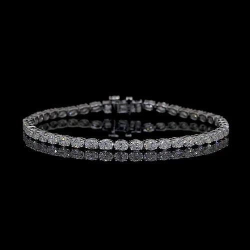 LAB-GROWN 5.00 CARAT OVAL F-VS2 DIAMOND 14K WHITE GOLD TENNIS BRACELET: LAB-GROWN 5.00 CARAT OVAL F-VS2 DIAMOND 14K WHITE GOLD TENNIS BRACELET Title: High-quality Brand-New Echo Friendly Elegant Lab-Grown 5.00 Carat Oval F-VS2 Diamond 14K White Gold Tennis Bracelet Video 
