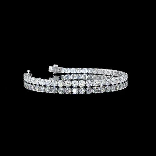 LAB-GROWN 8.31 CARAT ROUND E-VS DIAMOND 14K WHITE GOLD TENNIS BRACELET: LAB-GROWN 8.31 CARAT ROUND E-VS DIAMOND 14K WHITE GOLD TENNIS BRACELET Title: High-quality Brand-New Echo Friendly Elegant Lab-Grown 8.31 Carat Round E-VS Diamond 14K White Gold Tennis Bracelet Video 