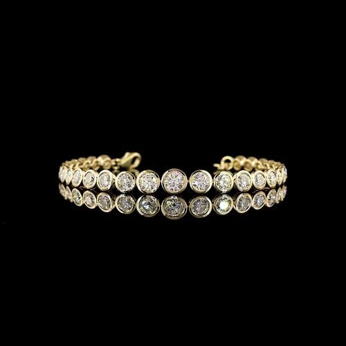 LAB-GROWN 6.21 CARAT ROUND E-F-VS DIAMOND 14K YELLOW GOLD RIVIERA BRACELET: LAB-GROWN 6.21 CARAT ROUND E-F-VS DIAMOND 14K YELLOW GOLD RIVIERA BRACELET Title: High-quality Brand-New Echo Friendly Elegant Lab-Grown 6.21 Carat Round E-F-VS Diamond 14K Yellow Gold Riviera Bracele