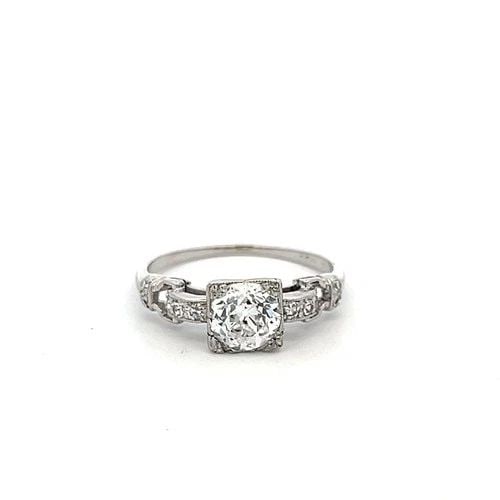 PLATINUM ART DECO RING WITH 0.95 CARAT OLD EUROPEAN CUT DIAMONDS SIZE 5.75 GIA: PLATINUM ART DECO RING WITH 0.95 CARAT OLD EUROPEAN CUT DIAMONDS SIZE 5.75 GIA PLATINUM ART DECO RING WITH 0.95 CARAT OLD EUROPEAN CUT DIAMONDS SIZE 5.75 GIA PRODUCT DESCRIPTION Detailed Description: 
