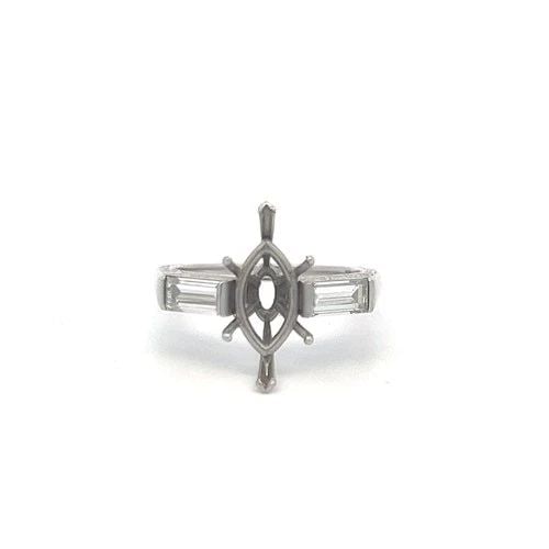 PATEK PHILIPPE 0.80 CARAT BAGUETTE SHAPE DIAMOND PLATINUM SEMI MOUNT RING (1 of 2)