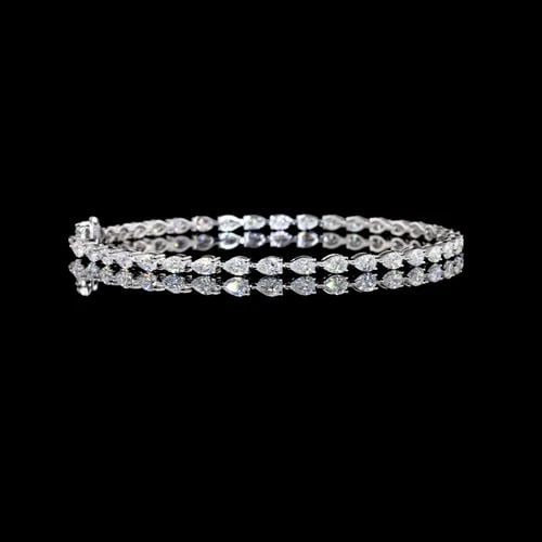 LAB-GROWN 4.00 CARAT PEAR E-VS DIAMOND 14K WHITE GOLD TENNIS BRACELET: LAB-GROWN 4.00 CARAT PEAR E-VS DIAMOND 14K WHITE GOLD TENNIS BRACELET Title: High-quality Brand-New Echo Friendly Elegant Lab-Grown 4.00 Carat Pear E-VS Diamond 14K White Gold Tennis Bracelet Video Li