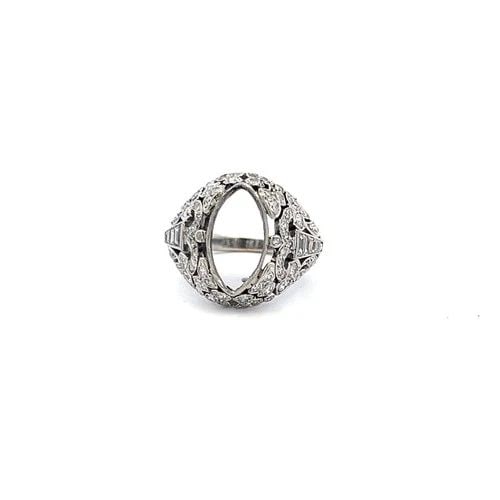 0.67 CARAT OLD EUROPEAN CUT AND BAGUETTE DIAMOND PLATINUM SEMI MOUNT RING (1 of 2)