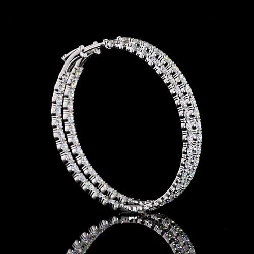 LAB-GROWN 6.92 CARAT ROUND E-F-VS1 DIAMOND 14K WHITE GOLD HOOPS EARRINGS: LAB-GROWN 6.92 CARAT ROUND E-F-VS1 DIAMOND 14K WHITE GOLD HOOPS EARRINGS Title: High-quality Brand-New Echo Friendly Elegant Lab-Grown 6.92 Carat Round E-F-VS1 Diamond 14K White Gold Hoops Earrings Vi