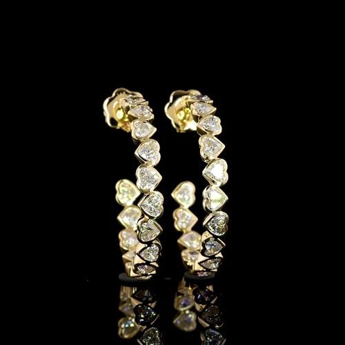 LAB-GROWN 4.28 CARAT HEART E-F-VS1 DIAMOND 14K YELLOW GOLD C HOOPS EARRINGS: LAB-GROWN 4.28 CARAT HEART E-F-VS1 DIAMOND 14K YELLOW GOLD C HOOPS EARRINGS Title: High-quality Brand-New Echo Friendly Elegant Lab-Grown 4.28 Carat Heart E-F-VS1 Diamond 14K Yellow Gold C Hoops Earri