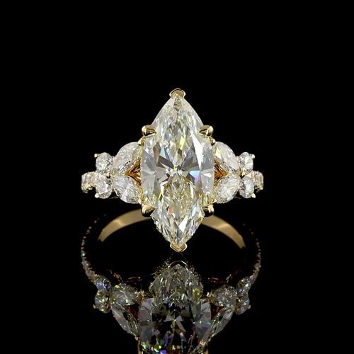 LAB-GROWN 4.74 CARAT MARQUISE E-F-VS1 DIAMOND 18K YELLOW GOLD HIDDEN HALO RING: LAB-GROWN 4.74 CARAT MARQUISE E-F-VS1 DIAMOND 18K YELLOW GOLD HIDDEN HALO RING Title: High-quality Brand-New Echo Friendly Elegant Lab-Grown 4.74 Carat Marquise E-F-VS1 Diamond 18K Yellow Gold Hidden 