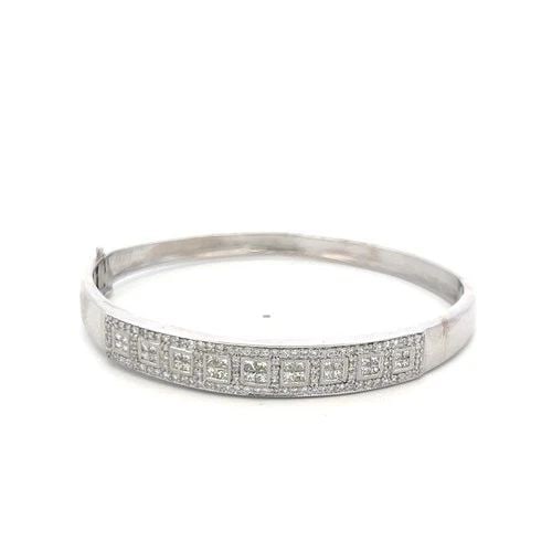 14K WG BANGLE BRACELET WITH 1.42 CARAT ROUND & PRINCESS CUT DIAMONDS SIZE 6.75: 14K WG BANGLE BRACELET WITH 1.42 CARAT ROUND & PRINCESS CUT DIAMONDS SIZE 6.75 14K WG BANGLE BRACELET WITH 1.42 CARAT ROUND & PRINCESS CUT DIAMONDS SIZE 6.75 PRODUCT DESCRIPTION Video: Video Link Deta
