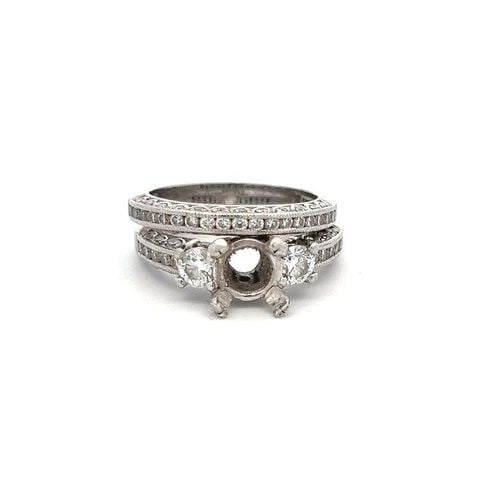 PLATINUM SEMI MOUNT RING SET WITH 0.99CT ROUND G VS DIAMONDS FITS 8.25X7.86 MM (1 of 2)