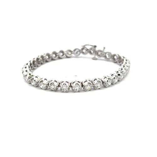 8.38 CARAT ROUND BRILLIANT LAB-GROWN DIAMOND 14 KARAT WHITE GOLD TENNIS BRACELET: 8.38 CARAT ROUND BRILLIANT LAB-GROWN DIAMOND 14 KARAT WHITE GOLD TENNIS BRACELET PRODUCT DESCRIPTION Title: 8.38 Carat Round Brilliant F VS1 Lab-Grown Diamond 14 Karat White Gold Tennis Bracelet Style