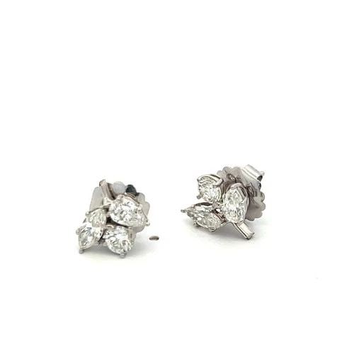 VINTAGE UNIQUE 14K WHITE GOLD CLUSTER EARRINGS 2.1 CARAT MIX SHAPE DIAMONDS: VINTAGE UNIQUE 14K WHITE GOLD CLUSTER EARRINGS 2.1 CARAT MIX SHAPE DIAMONDS Video: Video Link Detailed Description: Experience the allure of vintage elegance with these 14K white gold cluster earrings