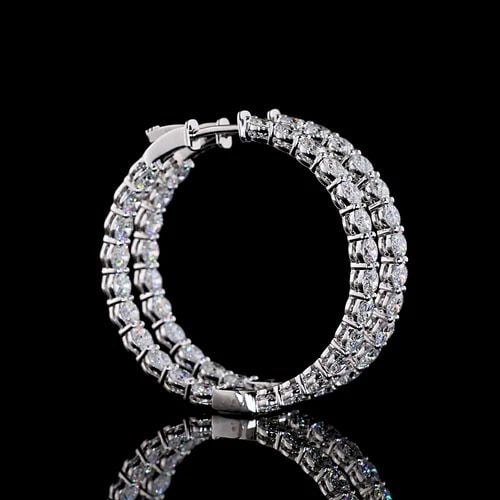 LAB-GROWN 6.59 CARAT ROUND E-F-VS1 DIAMOND 14K WHITE GOLD HOOPS EARRINGS: LAB-GROWN 6.59 CARAT ROUND E-F-VS1 DIAMOND 14K WHITE GOLD HOOPS EARRINGS Title: High-quality Brand-New Echo Friendly Elegant Lab-Grown 6.59 Carat Round E-F-VS1 Diamond 14K White Gold Hoops Earrings Vi