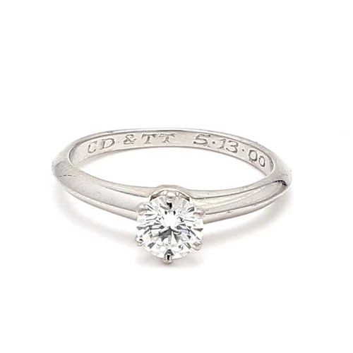 TIFFANY & CO.. 0.60 CARAT E-VS1 PLATINUM ENGAGEMENT RING DIAMOND: TIFFANY & CO.. 0.60 CARAT E-VS1 PLATINUM ENGAGEMENT RING DIAMOND TIFFANY & CO.. 0.60 CARAT E-VS1 PLATINUM ENGAGEMENT RING DIAMOND Title: Tiffany and Co 0.60 Carat E-VS1 Platinum Engagement Ring Style: