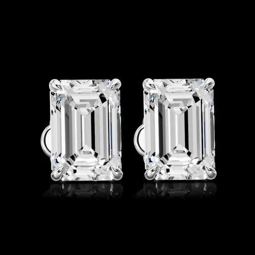 LAB-GROWN 10.06 CARAT EMERALD D- DIAMOND 14K WHITE GOLD STUDS EARRINGS: LAB-GROWN 10.06 CARAT EMERALD D- DIAMOND 14K WHITE GOLD STUDS EARRINGS Title: High-quality Brand-New Echo Friendly Elegant Lab-Grown 10.06 Carat Emerald D- Diamond 14K White Gold Studs Earrings Video 