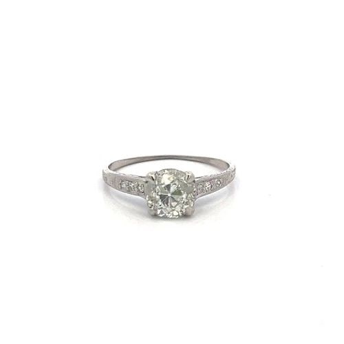 1.51CT OLD EUROPEAN & ROUND BRILLIANT DIAMOND PLATINUM ENGAGEMENT RING (G SI1): 1.51CT OLD EUROPEAN & ROUND BRILLIANT DIAMOND PLATINUM ENGAGEMENT RING (G SI1) PRODUCT DESCRIPTION Title: 1.51 Carat Old European Cut and Round Brilliant G SI1 Diamond Platinum Engagement Ring Style: 