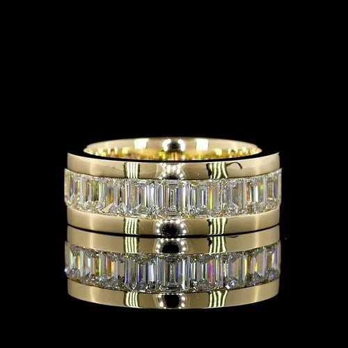 LAB-GROWN 4.7 CARAT EMERALD E-F-VS1 DIAMOND 14K YELLOW GOLD ETERNITY BAND: LAB-GROWN 4.7 CARAT EMERALD E-F-VS1 DIAMOND 14K YELLOW GOLD ETERNITY BAND Title: High-quality Brand-New Echo Friendly Elegant Lab-Grown 4.7 Carat Emerald E-F-VS1 Diamond 14K Yellow Gold Eternity Band 