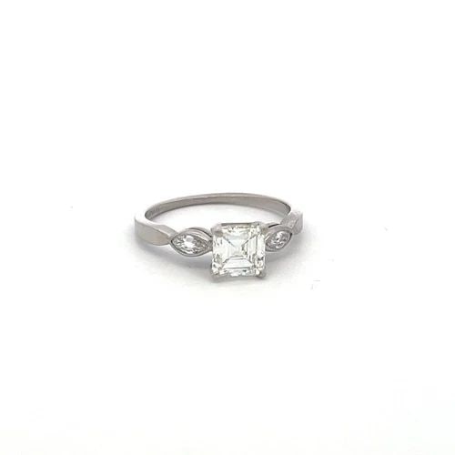 0.95 CARAT ASSCHER CUT I VS AND MARQUIS SHAPE DIAMOND PLATINUM ENGAGEMENT RING: 0.95 CARAT ASSCHER CUT I VS AND MARQUIS SHAPE DIAMOND PLATINUM ENGAGEMENT RING 0.95 CARAT ASSCHER CUT I VS AND MARQUIS SHAPE DIAMOND PLATINUM ENGAGEMENT RING Title: 0.95 Carat Asscher Cut I VS and Mar