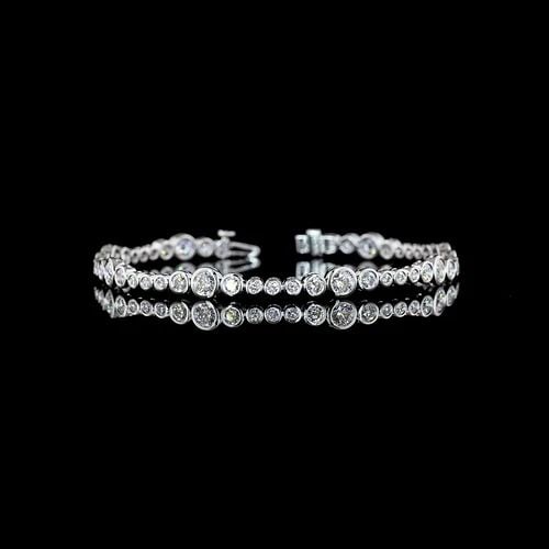 LAB-GROWN 4.17 CARAT ROUND E-F-VS DIAMOND 14K WG STATION LINE TENNIS BRACELET: LAB-GROWN 4.17 CARAT ROUND E-F-VS DIAMOND 14K WG STATION LINE TENNIS BRACELET PRODUCT DESCRIPTION Title: High-quality Brand-New Echo Friendly Elegant Lab-Grown 4.17 Carat Round E-F-VS Diamond 14K Whit