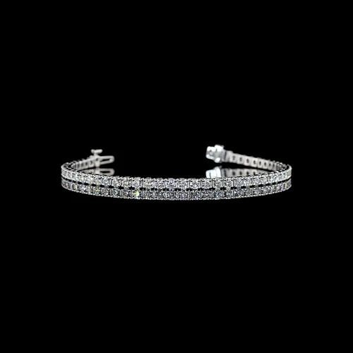LAB-GROWN 2.82 CARAT ROUND F-VS1 DIAMOND 14K WHITE GOLD TENNIS BRACELET: LAB-GROWN 2.82 CARAT ROUND F-VS1 DIAMOND 14K WHITE GOLD TENNIS BRACELET Title: High-quality Brand-New Echo Friendly Elegant Lab-Grown 2.82 Carat Round F-VS1 Diamond 14K White Gold Tennis Bracelet Vide
