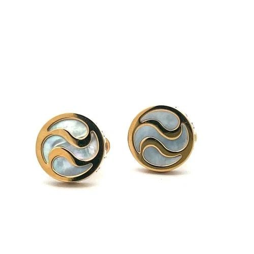 BVLGARI VINTAGE 18K YELLOW GOLD WITH MOTHER OF PEARL LOCKING CUFFLINKS (1 of 2)