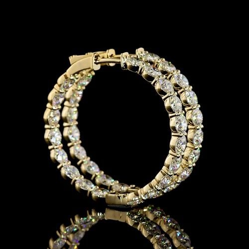 LAB-GROWN 7.35 CARAT ROUND E-F-VS1 DIAMOND 14K YELLOW GOLD HOOPS EARRINGS: LAB-GROWN 7.35 CARAT ROUND E-F-VS1 DIAMOND 14K YELLOW GOLD HOOPS EARRINGS Title: High-quality Brand-New Echo Friendly Elegant Lab-Grown 7.35 Carat Round E-F-VS1 Diamond 14K Yellow Gold Hoops Earrings 