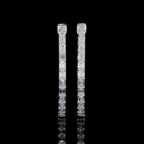 LAB-GROWN 5.32 CARAT EMERALD E-F-VS DIAMOND 14K WHITE GOLD HOOPS EARRINGS: LAB-GROWN 5.32 CARAT EMERALD E-F-VS DIAMOND 14K WHITE GOLD HOOPS EARRINGS Title: High-quality Brand-New Echo Friendly Elegant Lab-Grown 5.32 Carat Emerald E-F-VS Diamond 14K White Gold Hoops Earrings 