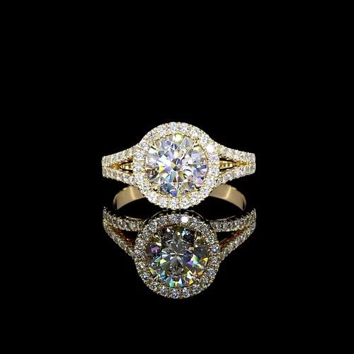 LAB-GROWN 4.96 CARAT ROUND D-VVS2 DIAMOND 14K YELLOW GOLD SPLIT SHANK RING: LAB-GROWN 4.96 CARAT ROUND D-VVS2 DIAMOND 14K YELLOW GOLD SPLIT SHANK RING Title: High-quality Brand-New Echo Friendly Elegant Lab-Grown 4.96 Carat Round D-VVS2 Diamond 14K Yellow Gold Split Shank Rin