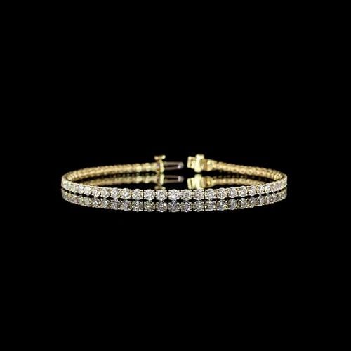 LAB-GROWN 5.44 CARAT ROUND F-VS2 DIAMOND 14K YELLOW GOLD TENNIS BRACELET: LAB-GROWN 5.44 CARAT ROUND F-VS2 DIAMOND 14K YELLOW GOLD TENNIS BRACELET Title: High-quality Brand-New Echo Friendly Elegant Lab-Grown 5.44 Carat Round F-VS2 Diamond 14K Yellow Gold Tennis Bracelet Vi