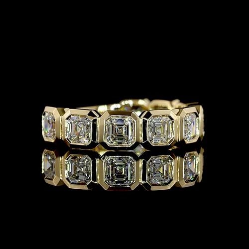 LAB-GROWN 2.94 CARAT ASSCHER E-F-VS2 DIAMOND 14K YG 3/4 BAND ETERNITY BAND: LAB-GROWN 2.94 CARAT ASSCHER E-F-VS2 DIAMOND 14K YG 3/4 BAND ETERNITY BAND Title: High-quality Brand-New Echo Friendly Elegant Lab-Grown 2.94 Carat Asscher E-F-VS2 Diamond 14K Yellow Gold 3/4 Band Ete