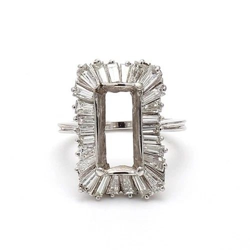1.40 CARAT BAGUETTE SHAPE H VS2 DIAMOND PLATINUM SEMI MOUNT RING (1 of 2)