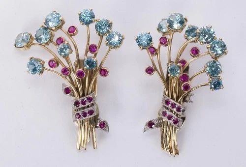 J.ECALDWELL 5.00 CARAT BLUE ZIRCONS 2.40 CARAT RUBY 18K GOLD CLIP ON EARRINGS: J.ECALDWELL 5.00 CARAT BLUE ZIRCONS 2.40 CARAT RUBY 18K GOLD CLIP ON EARRINGS J.Ecaldwell 5.00 Carat Blue Zircons 2.40 Carat Ruby 18K Gold Clip On Earrings Multi-Tone Gold 5 Carat BLZI Details Departm