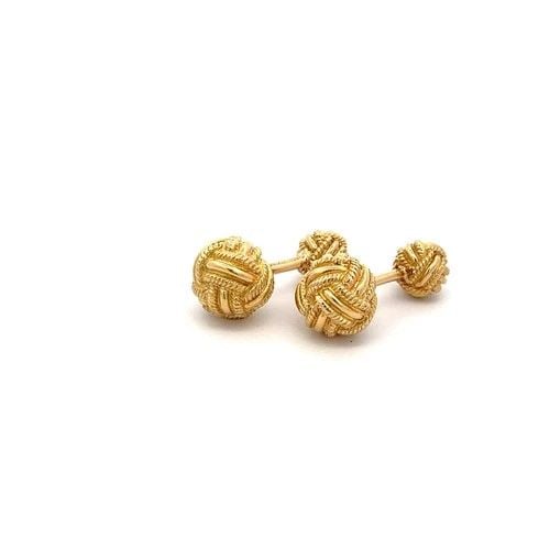 TIFFANY & CO. 18K YELLOW GOLD KNOTTED ROPE DESIGN VINTAGE CUFFLINKS: TIFFANY & CO. 18K YELLOW GOLD KNOTTED ROPE DESIGN VINTAGE CUFFLINKS Designer: Tiffany & Co Title: These Tiffany & Co. 18 Karat Yellow Gold Knotted Cufflinks embody classic elegance and timeless crafts