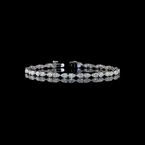 LAB-GROWN 4.73 CARAT PEAR E-F-VS1 DIAMOND 14K WHITE GOLD TENNIS BRACELET: LAB-GROWN 4.73 CARAT PEAR E-F-VS1 DIAMOND 14K WHITE GOLD TENNIS BRACELET Title: High-quality Brand-New Echo Friendly Elegant Lab-Grown 4.73 Carat Pear E-F-VS1 Diamond 14K White Gold Tennis Bracelet Vi