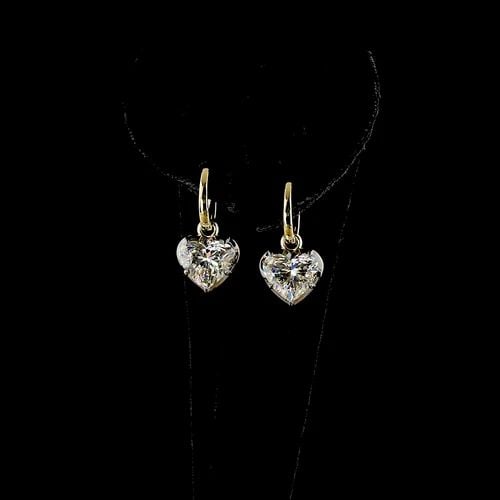 LAB-GROWN 5.12 CARAT HEART E-F-VVS2 DIAMOND 14K YELLOW GOLD HANGING EARRINGS: LAB-GROWN 5.12 CARAT HEART E-F-VVS2 DIAMOND 14K YELLOW GOLD HANGING EARRINGS Title: High-quality Brand-New Echo Friendly Elegant Lab-Grown 5.12 Carat Heart E-F-VVS2 Diamond 14K Yellow Gold Hanging Ear