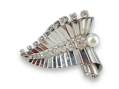 1.18 CARAT ROUND BRILLIANT I SI2 DIAMOND 14 KARAT WHITE GOLD PIN (1 of 2)