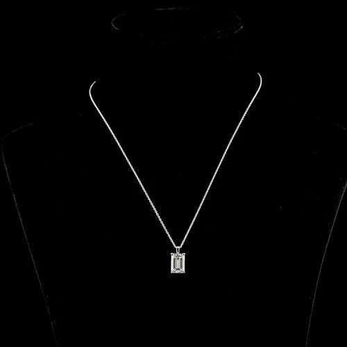LAB-GROWN 3.92 CARAT EMERALD G-VS1 DIAMOND 14K WHITE GOLD SOLITAIRE PENDANT: LAB-GROWN 3.92 CARAT EMERALD G-VS1 DIAMOND 14K WHITE GOLD SOLITAIRE PENDANT PRODUCT DESCRIPTION Title: High-quality Brand-New Echo Friendly Elegant Lab-Grown 3.92 Carat Emerald G-VS1 Diamond 14K White