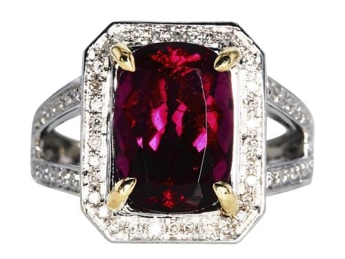 5.00 CARAT TOURMALINE 0.80 CARAT DIAMOND 18K WG GEMS STONE RING (1 of 2)