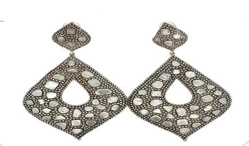 5.00 CARAT I1 DIAMOND 18K TWO TONE GOLD DANGLING EARRINGS DANGLE/DROP (1 of 2)