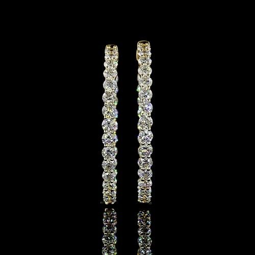 LAB-GROWN 5.18 CARAT ROUND E-F-VS DIAMOND 14K YELLOW GOLD HOOPS EARRINGS: LAB-GROWN 5.18 CARAT ROUND E-F-VS DIAMOND 14K YELLOW GOLD HOOPS EARRINGS Title: High-quality Brand-New Echo Friendly Elegant Lab-Grown 5.18 Carat Round E-F-VS Diamond 14K Yellow Gold Hoops Earrings Vi