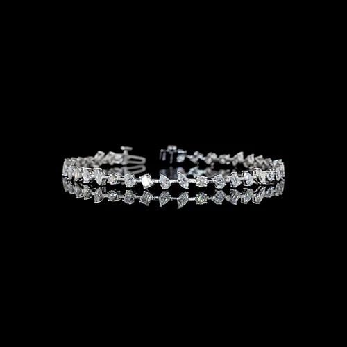 LAB-GROWN 3.79 CARAT MIX E-F-VS DIAMOND 14K WHITE GOLD STATION BRACELET: LAB-GROWN 3.79 CARAT MIX E-F-VS DIAMOND 14K WHITE GOLD STATION BRACELET Title: High-quality Brand-New Echo Friendly Elegant Lab-Grown 3.79 Carat MIX E-F-VS Diamond 14K White Gold Station Bracelet Vide