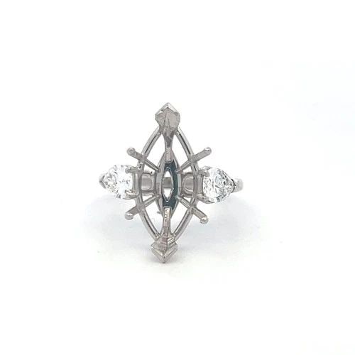 PLATINUM SEMI MOUNT RING WITH 0.94 CARAT PEAR DIAMOND FITS 17.3X8.9MM 5.50CT++ (1 of 2)