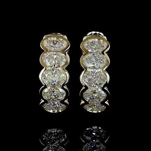 LAB-GROWN 1.03 CARAT OVAL E-F-VS+ DIAMOND 14K YELLOW GOLD HUGGIES EARRINGS: LAB-GROWN 1.03 CARAT OVAL E-F-VS+ DIAMOND 14K YELLOW GOLD HUGGIES EARRINGS Title: High-quality Brand-New Echo Friendly Elegant Lab-Grown 1.03 Carat Oval E-F-VS+ Diamond 14K Yellow Gold Huggies Earring