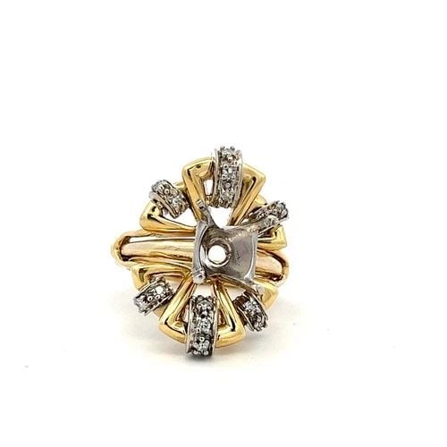 18K YG & 14K YG SEMI MOUNT RING WITH 0.19 CARAT ROUND J-SI DIAMONDS FITS 4CT + (1 of 2)