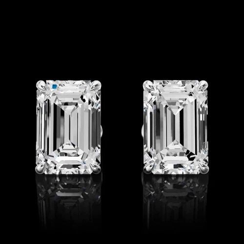 LAB-GROWN 8.08 CARAT EMERALD E-F- DIAMOND 14K WHITE GOLD STUDS EARRINGS: LAB-GROWN 8.08 CARAT EMERALD E-F- DIAMOND 14K WHITE GOLD STUDS EARRINGS Title: High-quality Brand-New Echo Friendly Elegant Lab-Grown 8.08 Carat Emerald E-F- Diamond 14K White Gold Studs Earrings Vide