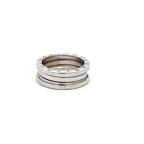 BVLGARI B-ZERO 18 KARAT WHITE GOLD BAND RING SIZE 9.25: BVLGARI B-ZERO 18 KARAT WHITE GOLD BAND RING SIZE 9.25 PRODUCT DESCRIPTION Designer: BVLGARI Video: Video Link Detailed Description: Elevate your jewelry collection with this vintage Bvlgari band ring