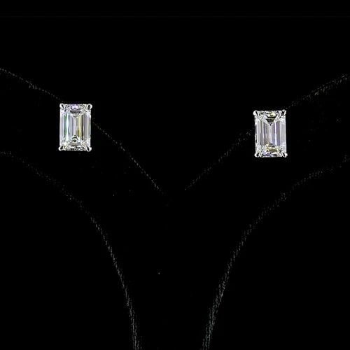 LAB-GROWN 5.39 CARAT EMERALD E-F-VS1 DIAMOND 14K WHITE GOLD STUDS EARRINGS: LAB-GROWN 5.39 CARAT EMERALD E-F-VS1 DIAMOND 14K WHITE GOLD STUDS EARRINGS Title: High-quality Brand-New Echo Friendly Elegant Lab-Grown 5.39 Carat Emerald E-F-VS1 Diamond 14K White Gold Studs Earring