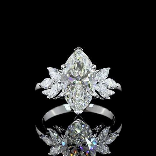 LAB-GROWN 3.65 CARAT MARQUISE E-F-VVS2 DIAMOND 14K WHITE GOLD ENGAGEMENT RING: LAB-GROWN 3.65 CARAT MARQUISE E-F-VVS2 DIAMOND 14K WHITE GOLD ENGAGEMENT RING Title: High-quality Brand-New Echo Friendly Elegant Lab-Grown 3.65 Carat Marquise E-F-VVS2 Diamond 14K White Gold Engageme