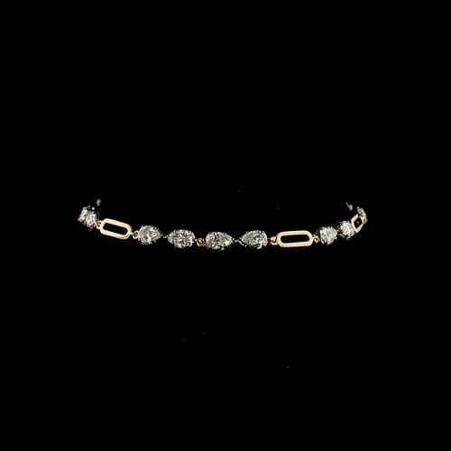 LAB-GROWN 3.07 CARAT PEAR E-F-VS1 DIAMOND 14K YELLOW GOLD STATION BRACELET: LAB-GROWN 3.07 CARAT PEAR E-F-VS1 DIAMOND 14K YELLOW GOLD STATION BRACELET Title: High-quality Brand-New Echo Friendly Elegant Lab-Grown 3.07 Carat Pear E-F-VS1 Diamond 14K Yellow Gold Station Bracele
