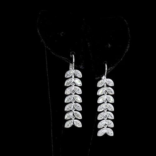 LAB-GROWN 3.32 CARAT MARQUISE E-F-VS2 DIAMOND 14K WHITE GOLD HANGING EARRINGS: LAB-GROWN 3.32 CARAT MARQUISE E-F-VS2 DIAMOND 14K WHITE GOLD HANGING EARRINGS Title: High-quality Brand-New Echo Friendly Elegant Lab-Grown 3.32 Carat Marquise E-F-VS2 Diamond 14K White Gold Hanging E