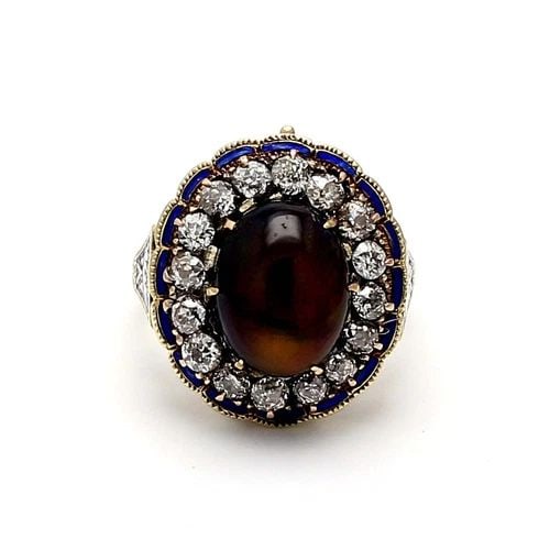 4.00 CARAT OPAL 1.25 CARAT OLD EUROPEAN DIAMOND 14K YG VINTAGE RING: 4.00 CARAT OPAL 1.25 CARAT OLD EUROPEAN DIAMOND 14K YG VINTAGE RING 4.00 Carat Opal 1.25 Carat Old European Diamond 14K Yellow Gold Vintage Ring 4 Carat Engagement Ring Details Department Unisex Adult